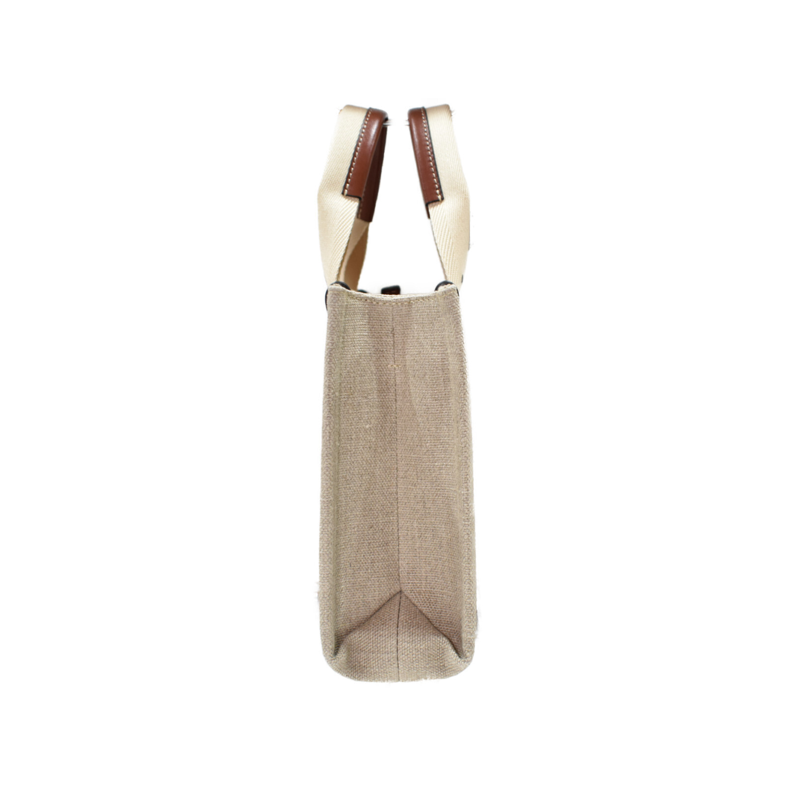 Chloe Shoulder Brown Strap Beige Leather Woody Handbag Bag Calfskin White Canvas